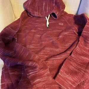 Hollister Marled Wine Red Turtleneck Hoodie